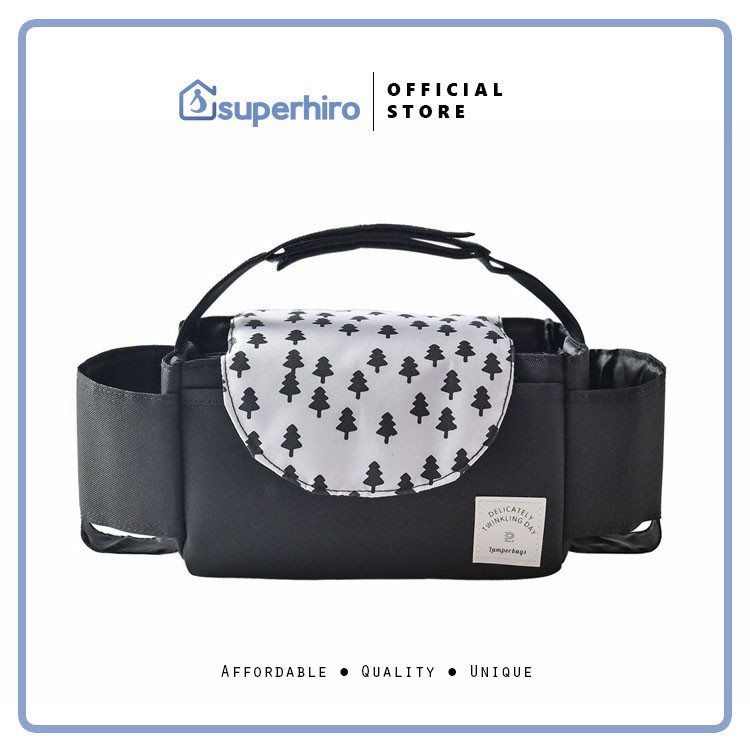 Tas Perlengkapan Kereta Dorong Bayi - Stroller Bag Organizer Gantungan - Black Pine