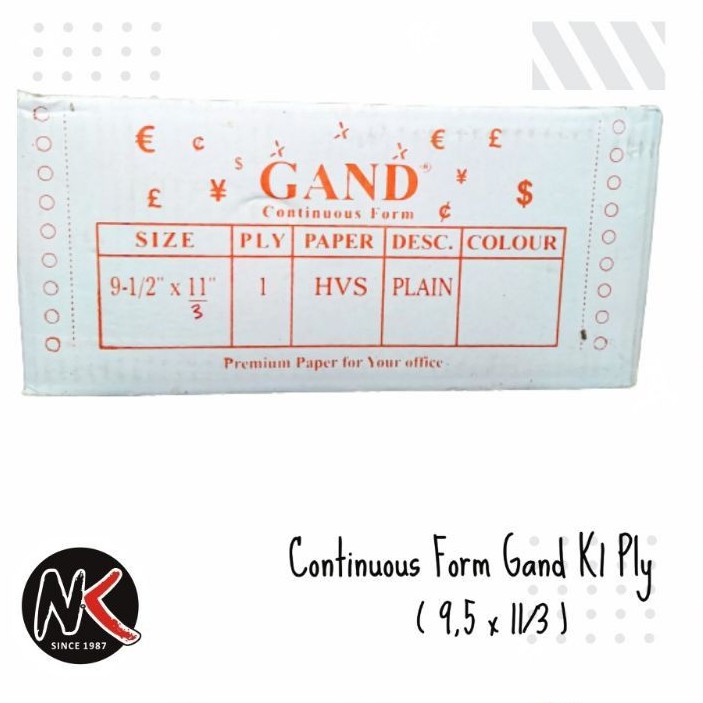 

Kertas Komputer / Continuous Form Gand 1 ply kecil ( 9,5x11/3)
