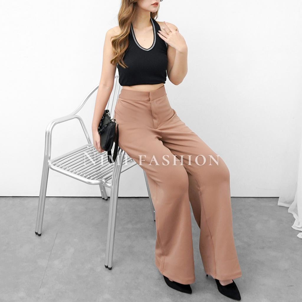 NIMI - Celana Kulot Highwaist Wanita Celana Cullote Scuba Panjang Wide Leg