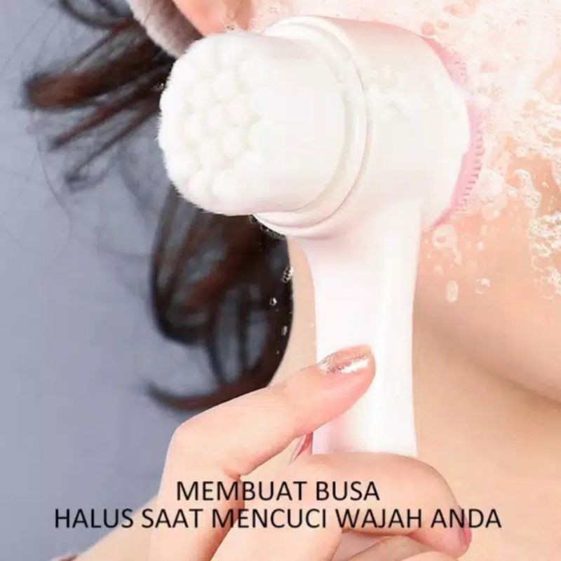 ❤Miss.Vinka❤ Brush 3D 2 Sisi Facial Wash Cleansing Ultra Halus Import Alat Cuci Muka