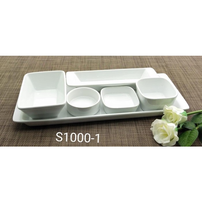 Jual Wadah Saji Pc Serving Dishes Set Keramik Putih S Shopee