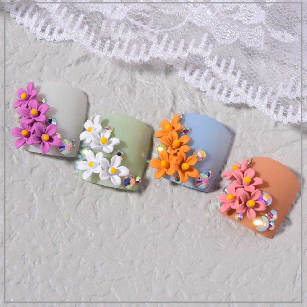 AUGUSTINA Agustina Bunga Nail Art Perhiasan Wanita Jepang Manicure Charm Frosted DIY Nail Art Aksesoris