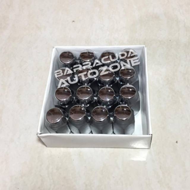 Mur baut roda velg ban mobil lugnut / lug nut ukuran 12 x 1,5 chrome kunci 19