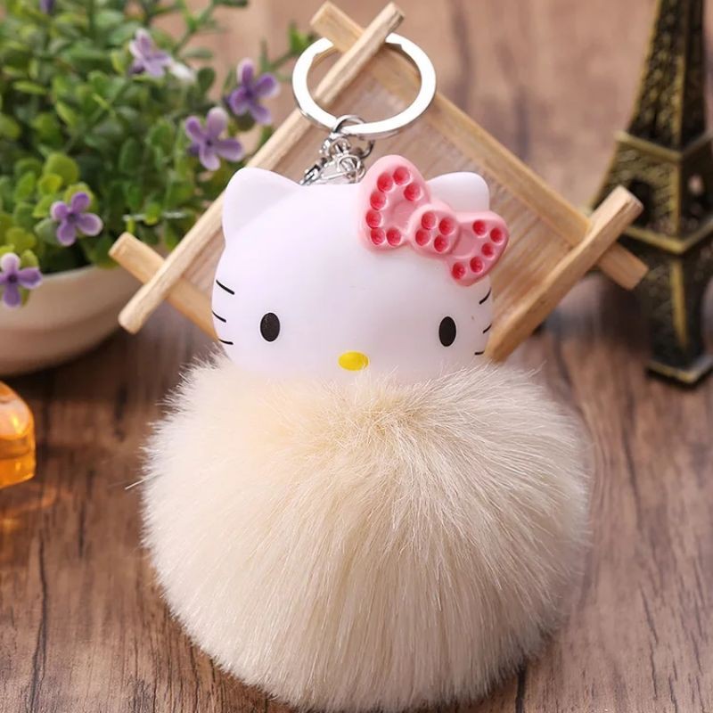 Gantungan Tas Kucing Imut Lucu PomPom Import