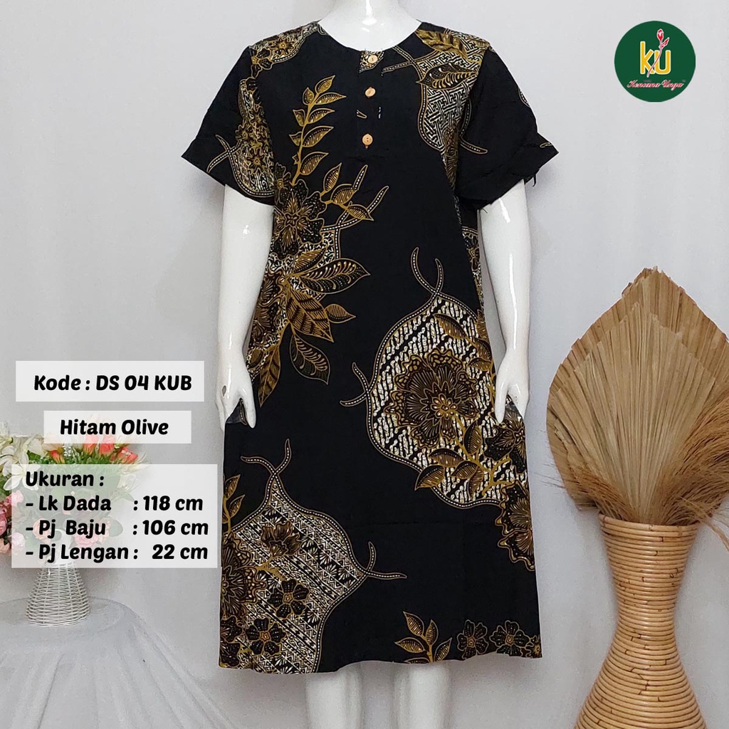COD DS04 KUB | Daster Batik Kencana Ungu Asli Label Biru Uk. Jumbo LD 120 cm | Baju Santai Tidur Wanita Dewasa Kancing Depan Busui Friendly Motif Terbaru-1