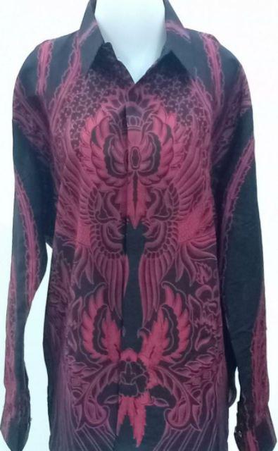 Manuk Peksi Merah Kemeja Batik Pria Full Furing Katun Primisima Batik Solo Batik Pria Eksklusif