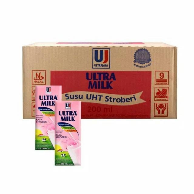 

Susu Ultra rasa strawberry 200 mili isi 24pcs/karton