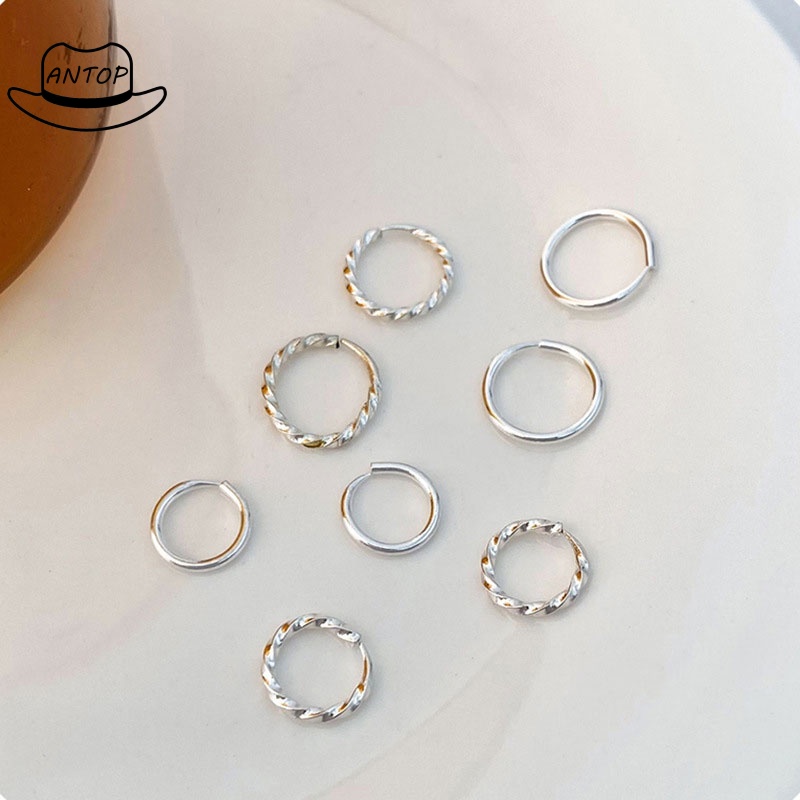 925 Sterling Silver Hoop Earrings Aksesoris Perhiasan Fashion Wanita Korea Italia ANTOP