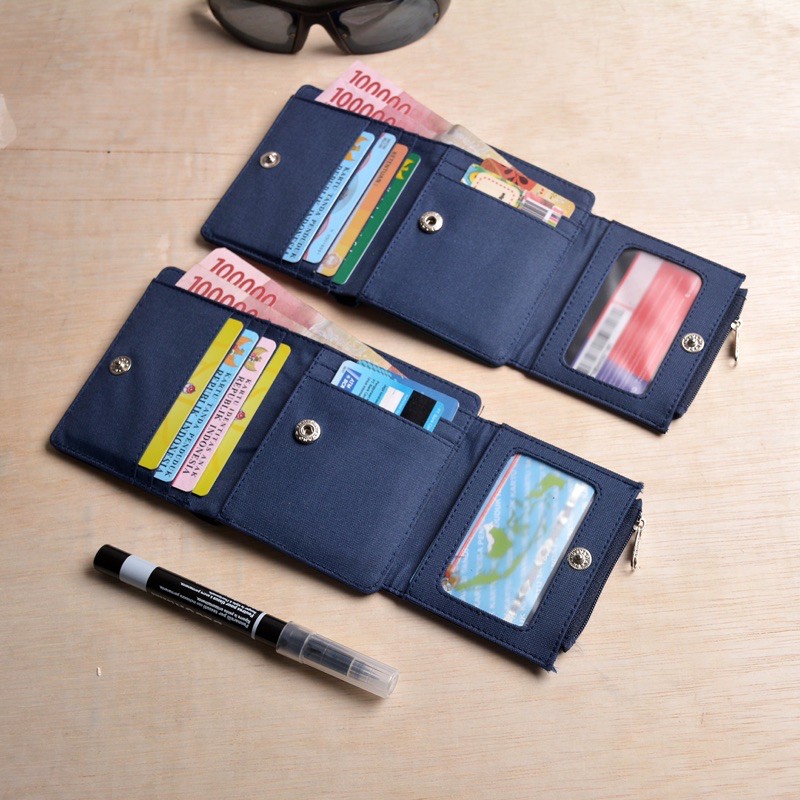 Dompet pria wanita lipat dompet uang kartu koin unisex Archer Trifold Shadow Black