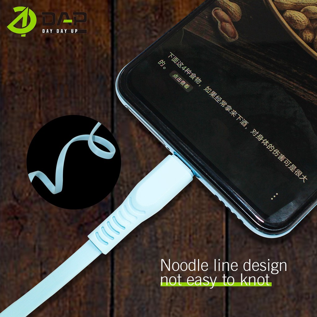 DAP Kabel Data CB Series Micro Type C &amp; Lightning 100cm 2.4A Fast Charging - Garansi 1 Tahun