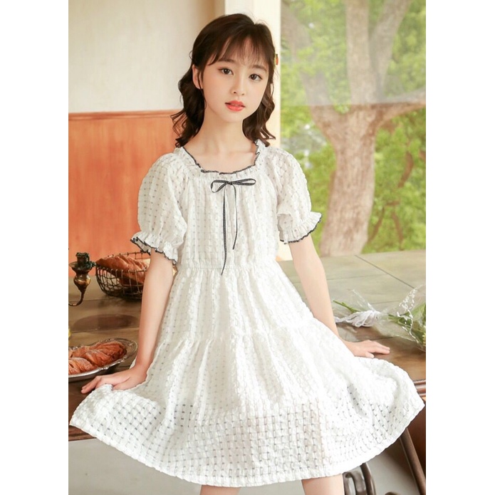 Promo !! Dress vintage anak / Dress anak perempuan import / Dress vintage dotted ribbon uk 3-4th