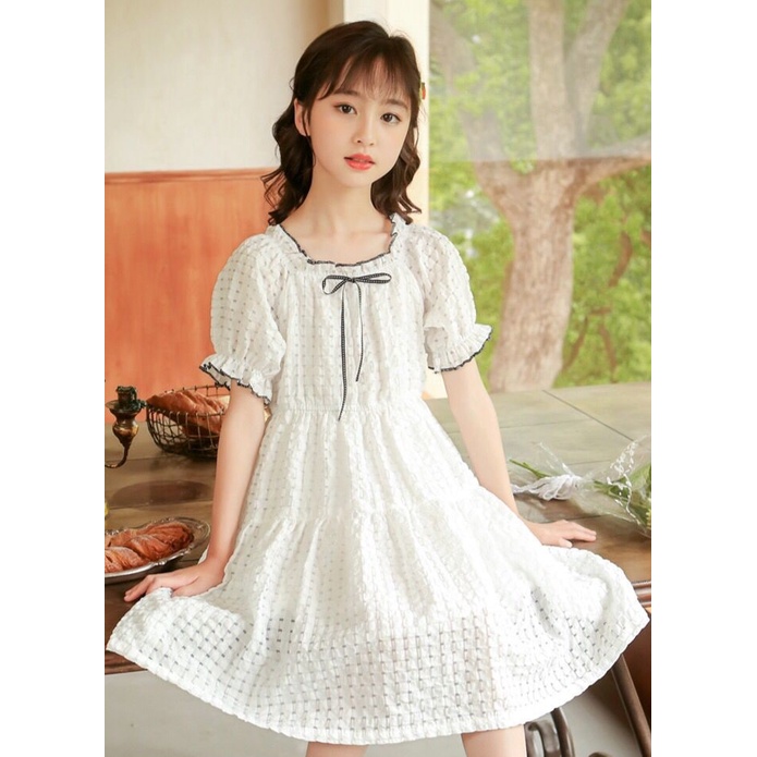 Promo !! Dress vintage anak / Dress anak perempuan import / Dress vintage dotted ribbon uk 3-4th