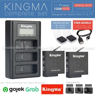 KingMa Paket Complete Baterai Charger Set Battery for Action Cam GoPro Hero 5 / 6 / 7 Black / 2018