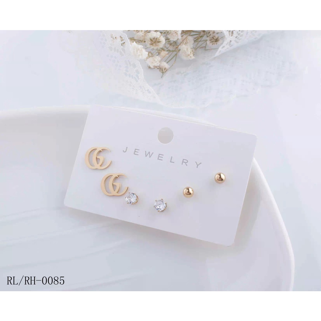 Anting Titanium Permata 3susun Perhiasan Fashion 1517/0085