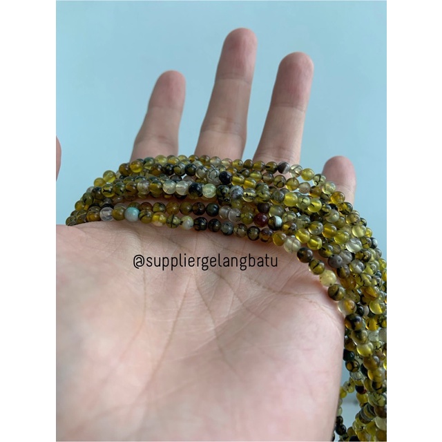 bahan kalung gelang yellow rhodolite 4mm rodolit kuning batu alam akik