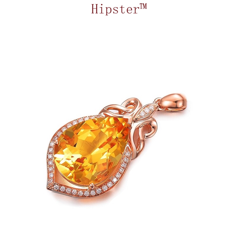 New Product Best-Selling Fashion Trend 18K Rose Gold Yellow Diamond Pendant Colored Gems Necklace