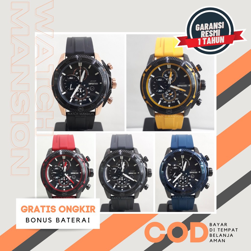 JAM TANGAN PRIA EXPEDITION 6810 E6810 E 6810 RUBBER STRAP ORIGINAL GARANSI FREE BATERAI