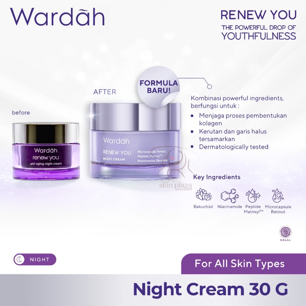 Wardah Renew You Series Anti Aging Intensive Serum | Day Cream | Night Cream | Facial Wash BPOM