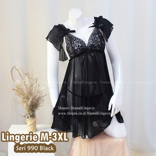 Hannah Lingerie M L XL XXL XXXL Baju Tidur Transparan Seksi Cantik Ukuran Besar Jumbo Big Size 990