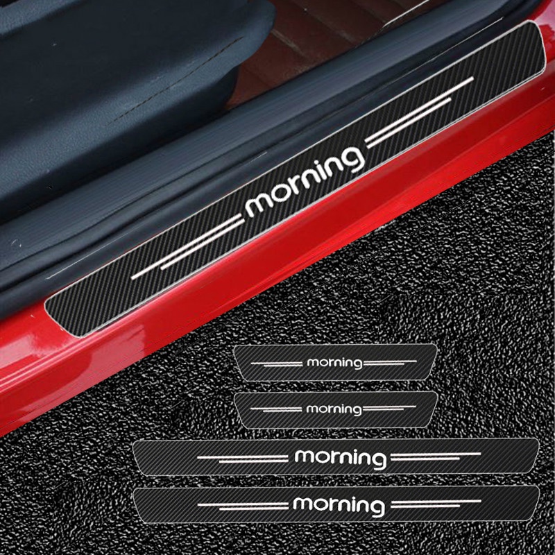 4pcs Stiker Cover Trim Pintu Mobil Bahan Karbon Fiber Untuk Kia Morning