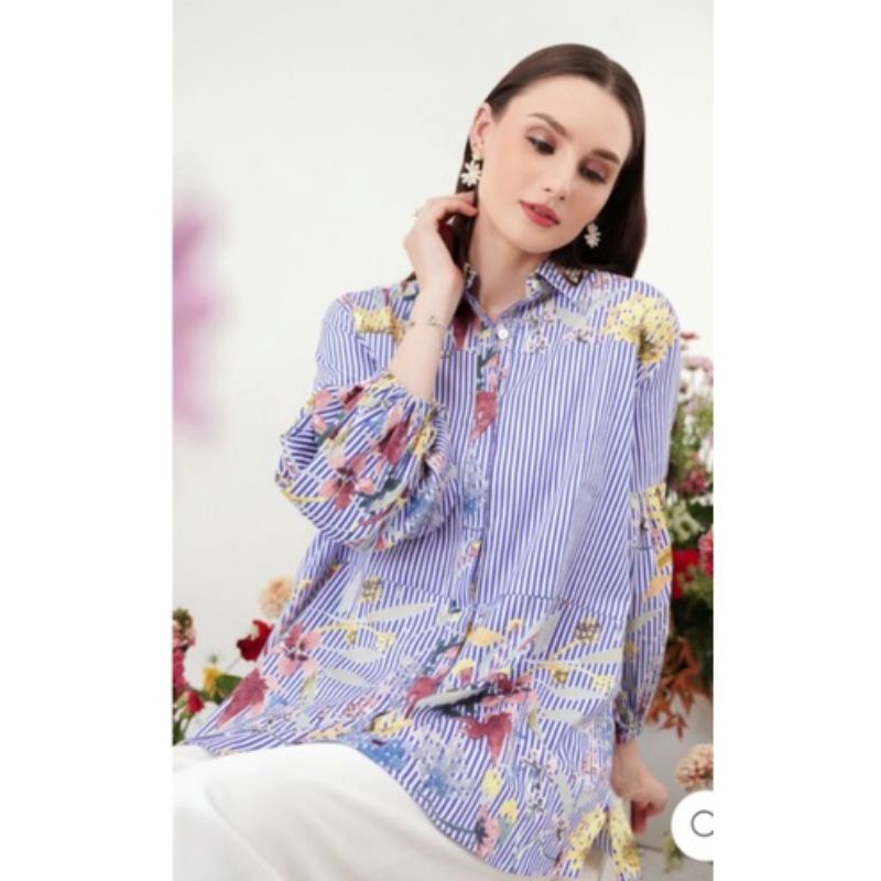 NEW BENANG JARUM ROMANTIC GARDEN SHIRT WITH PUFF SLEEVE
