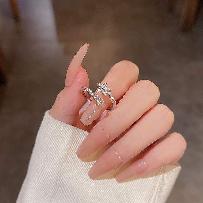 Cincin Zircon Bentuk Bintang Geometris Untuk Wanita