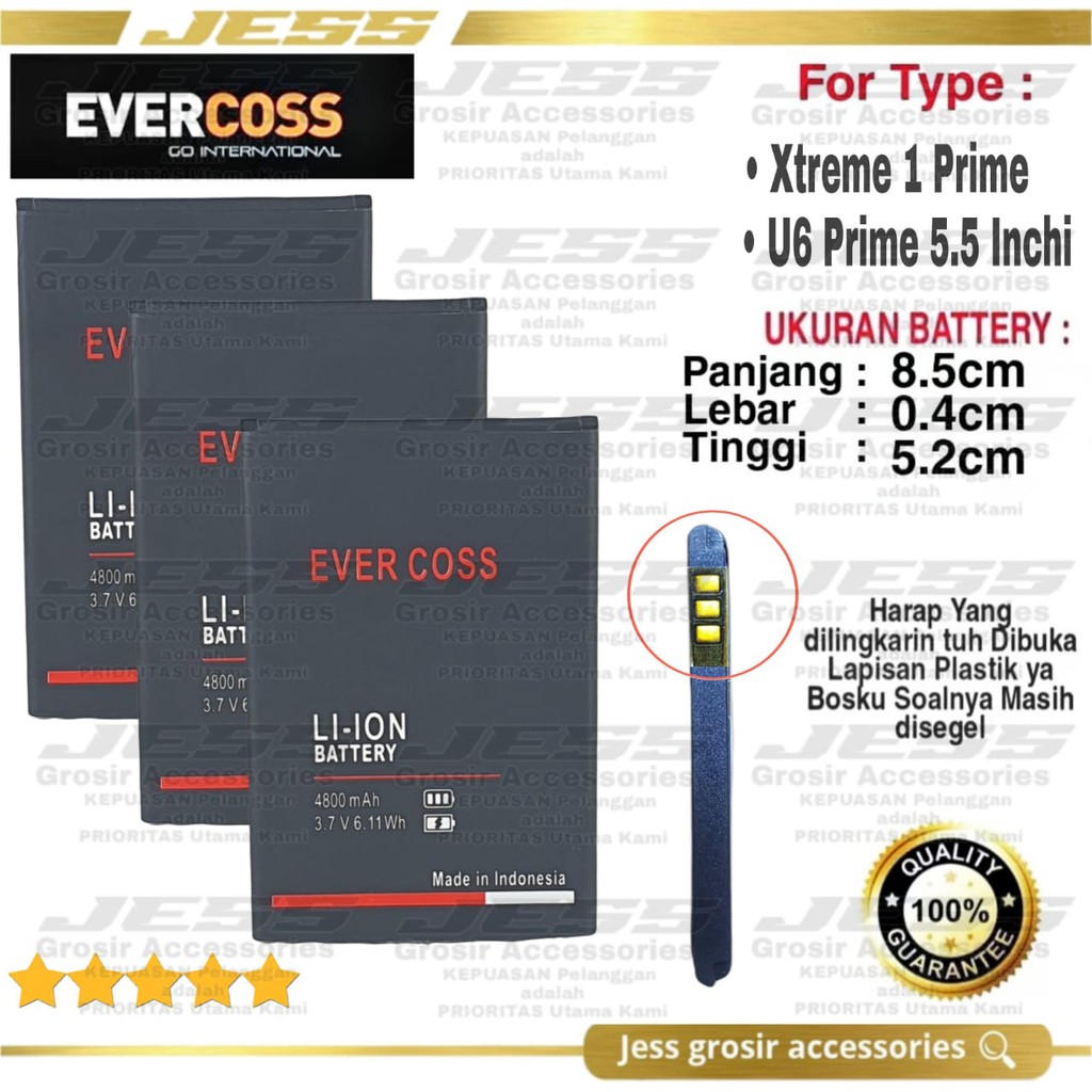 Baterai Battery Original Evercoss U6 Prime 4G LTE - Batre Evercross Xtreme 1 prime 5.5 Inchi