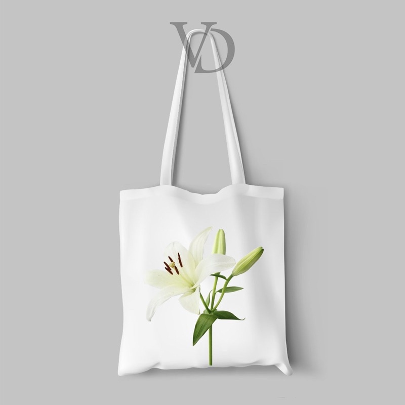 TOTE BAG BAHAN KANVAS bunga mawar flower bag TERBARU / AESTHETIC TOTEBAG / TAS BELANJA KEKINIAN