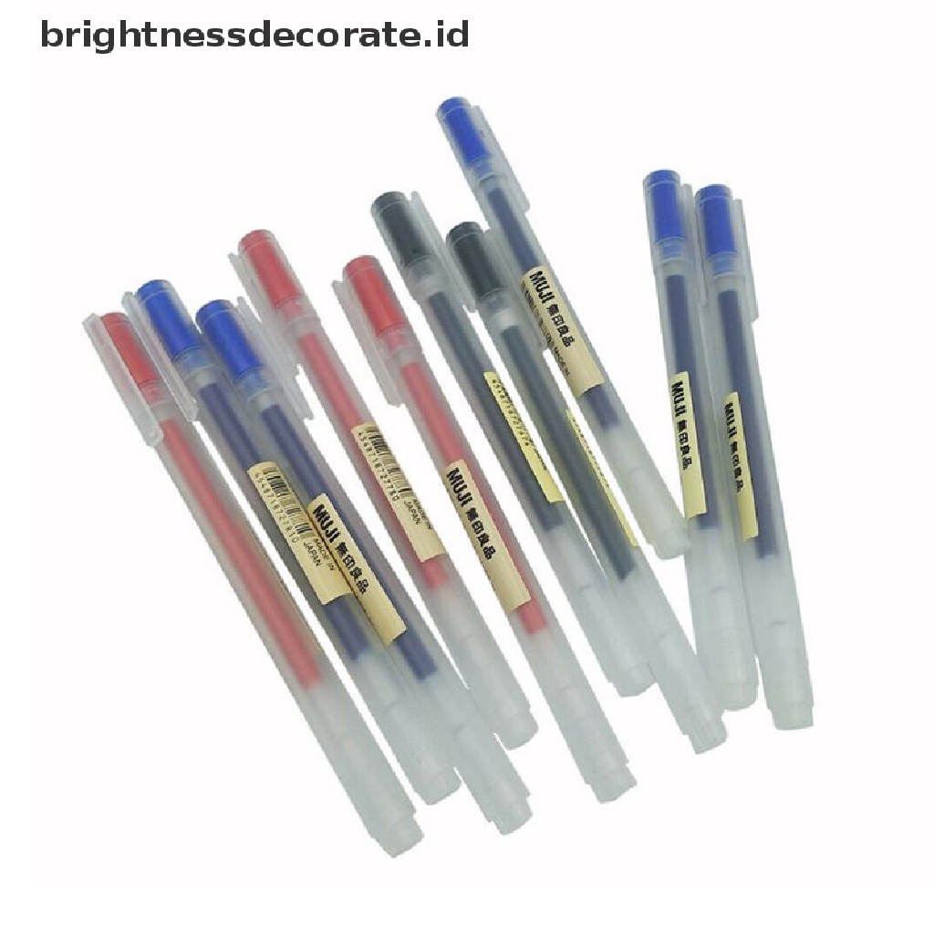 Muji Moma 5pcs Pulpen Gel Tinta Biru / Hitam 0.38mm / 0.5mm Tidak Beracun