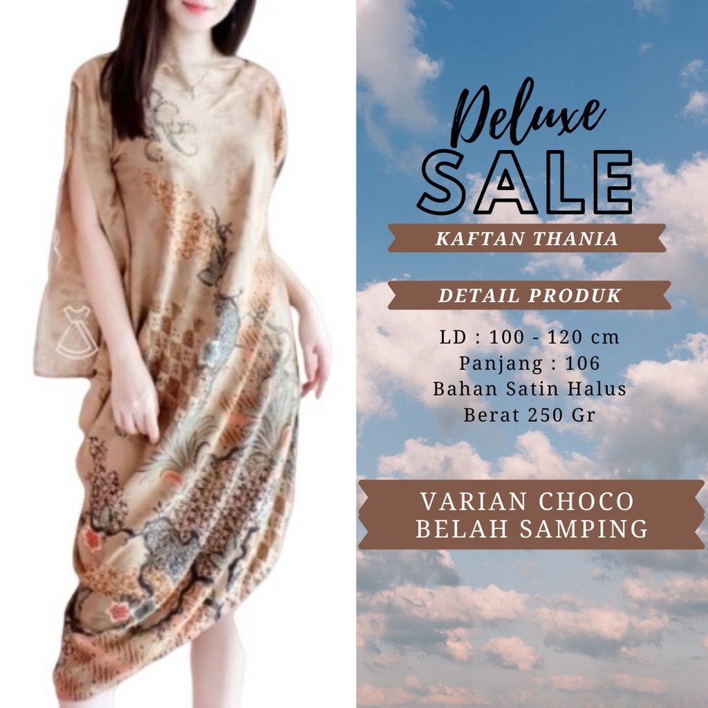 Kaftan Satin Modern Batik Thania Cewek Baju Perempuan Kondangan Pesta Natal Remaja Murah Simpel W7Z2