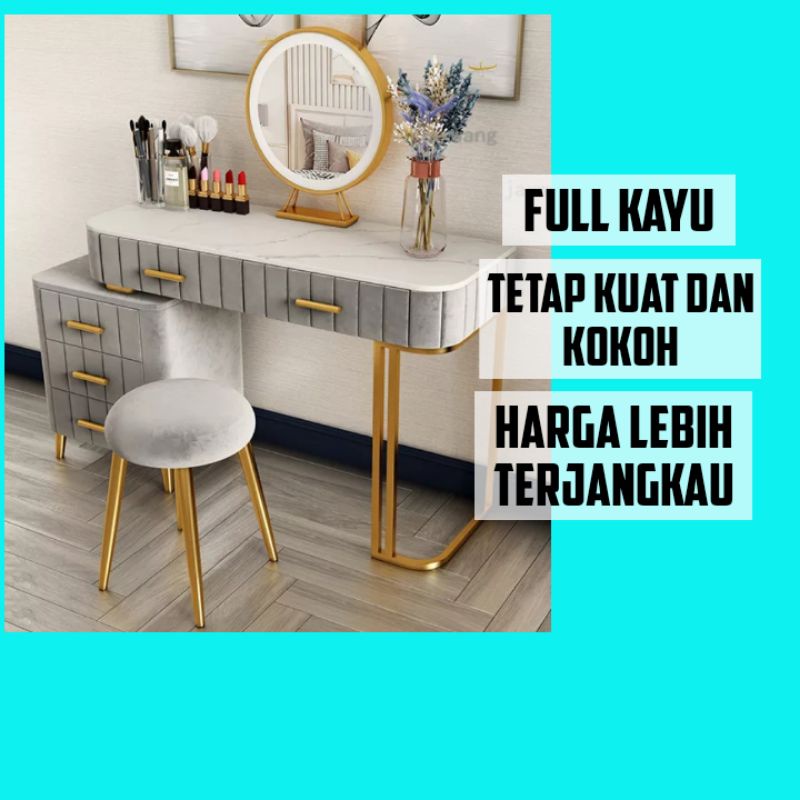 Tolet Meja Rias Make Up Kosmetik Minimalis Murah Estetik Laci Sliding