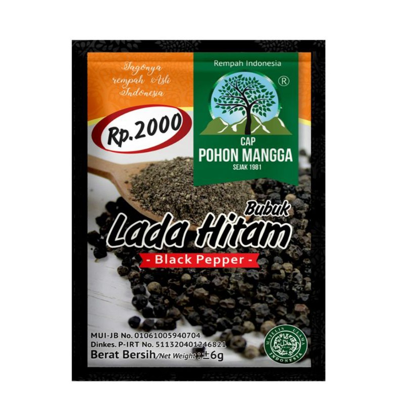 

Bumbu bubuk lada hitam cap pohon mangga