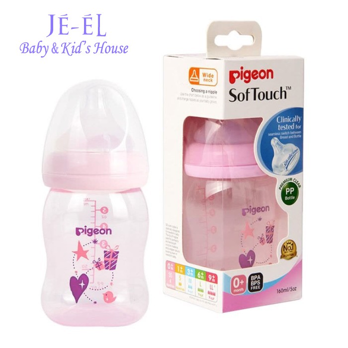 Pigeon Softouch Premium Clear PP Bottle - Botol Susu Pigeon Premium Clear Peristaltic Plus 240 / 160