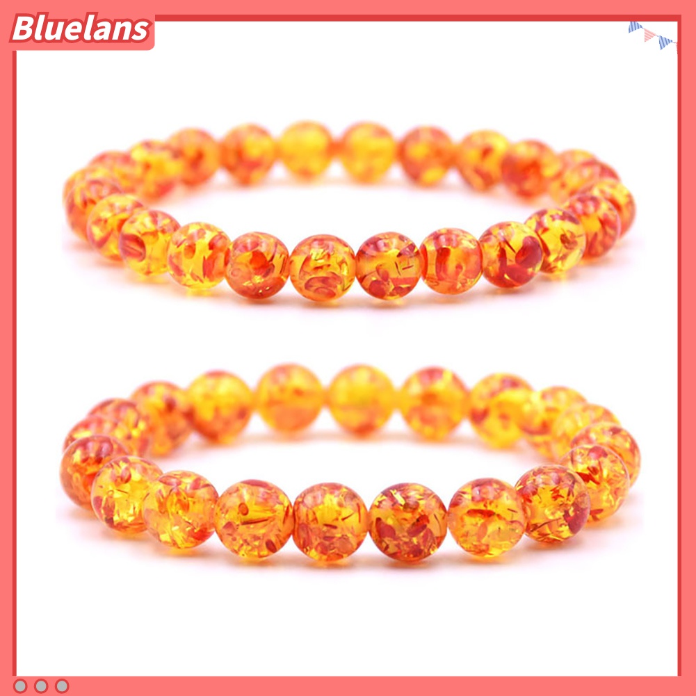 Gelang Manik-Manik Batu Amber Buatan Ukuran 8mm / 10mm Untuk Pria Dan Wanita