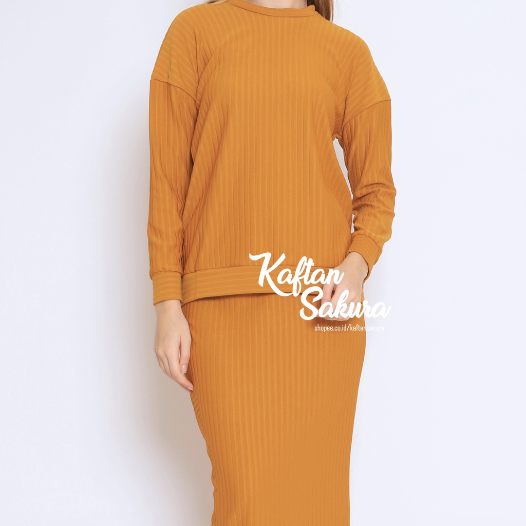 SETELAN RAJUT AWKARIN ONE SET ROK &amp; ATASAN SWEATER TEBAL / SETELAN ROK RAJUT PREMIUM WANITA