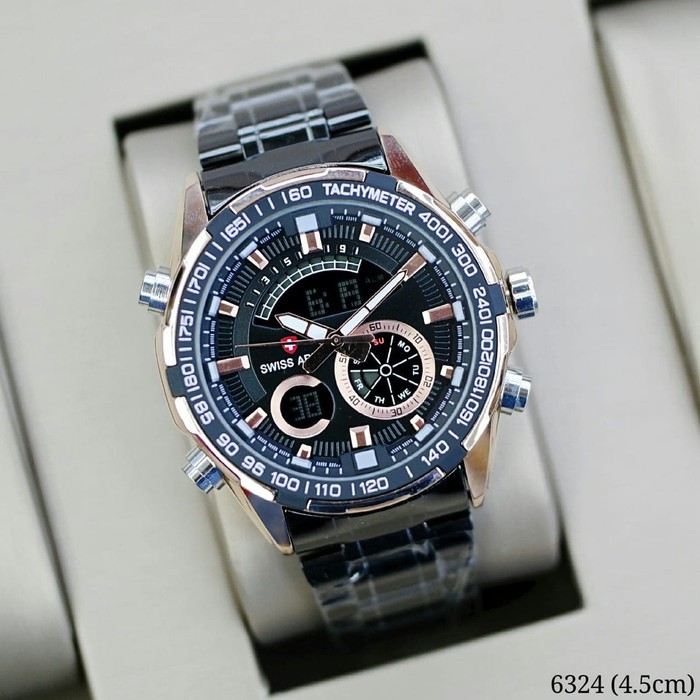 JAM TANGAN PRIA | SA SA6324 DUAL TIME RANTAI TANGGAL AKTIF