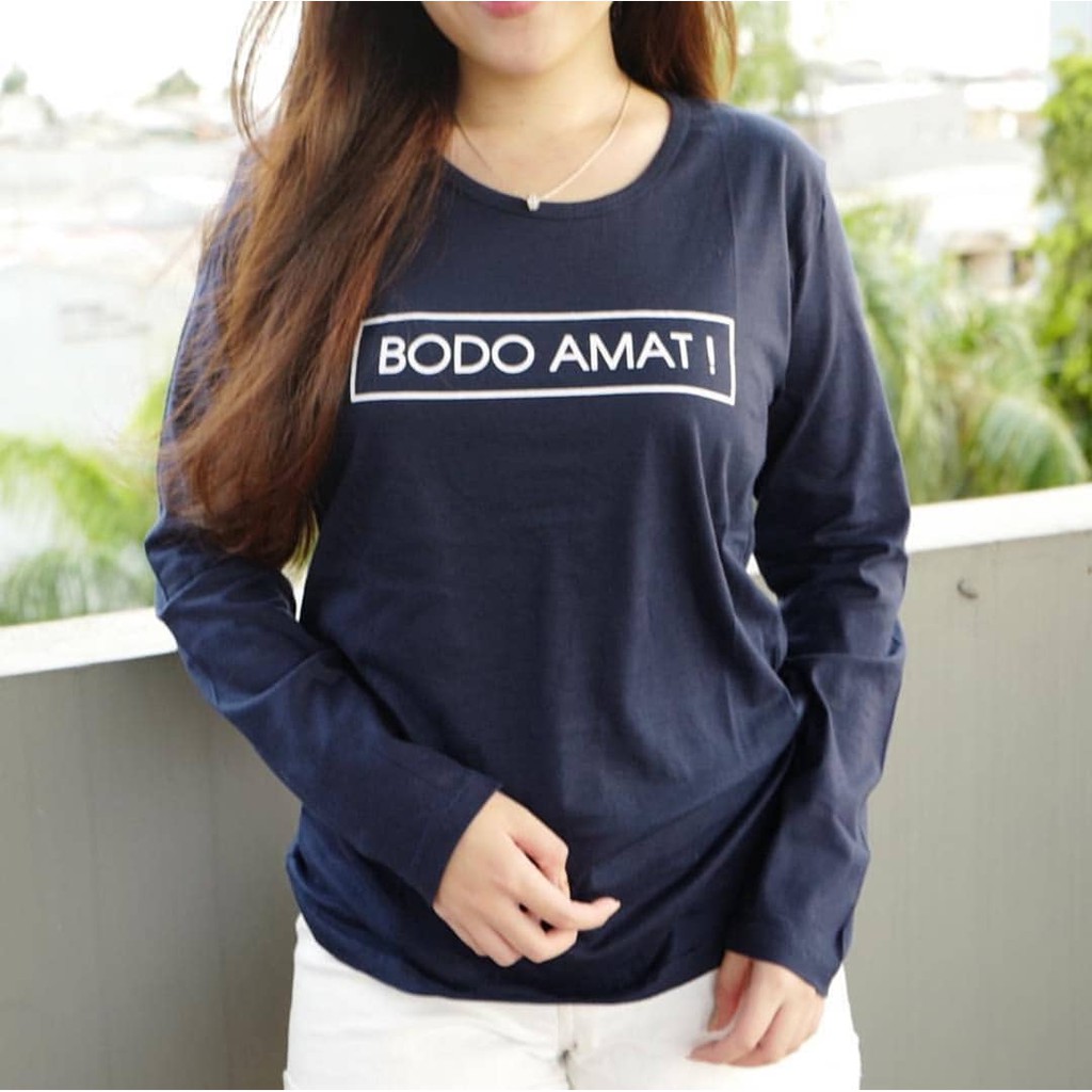 kaos Lengan Panjang Bodo Amat (BIru Navy)