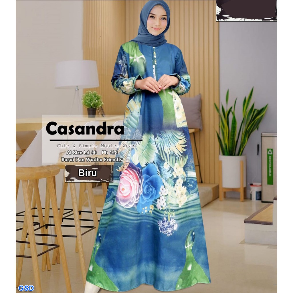 Gamis Casandra/Dress Maxi Wanita Hijab/Terusan Dress Muslim/Baju Gamis Syari Menyusui Busui Murah