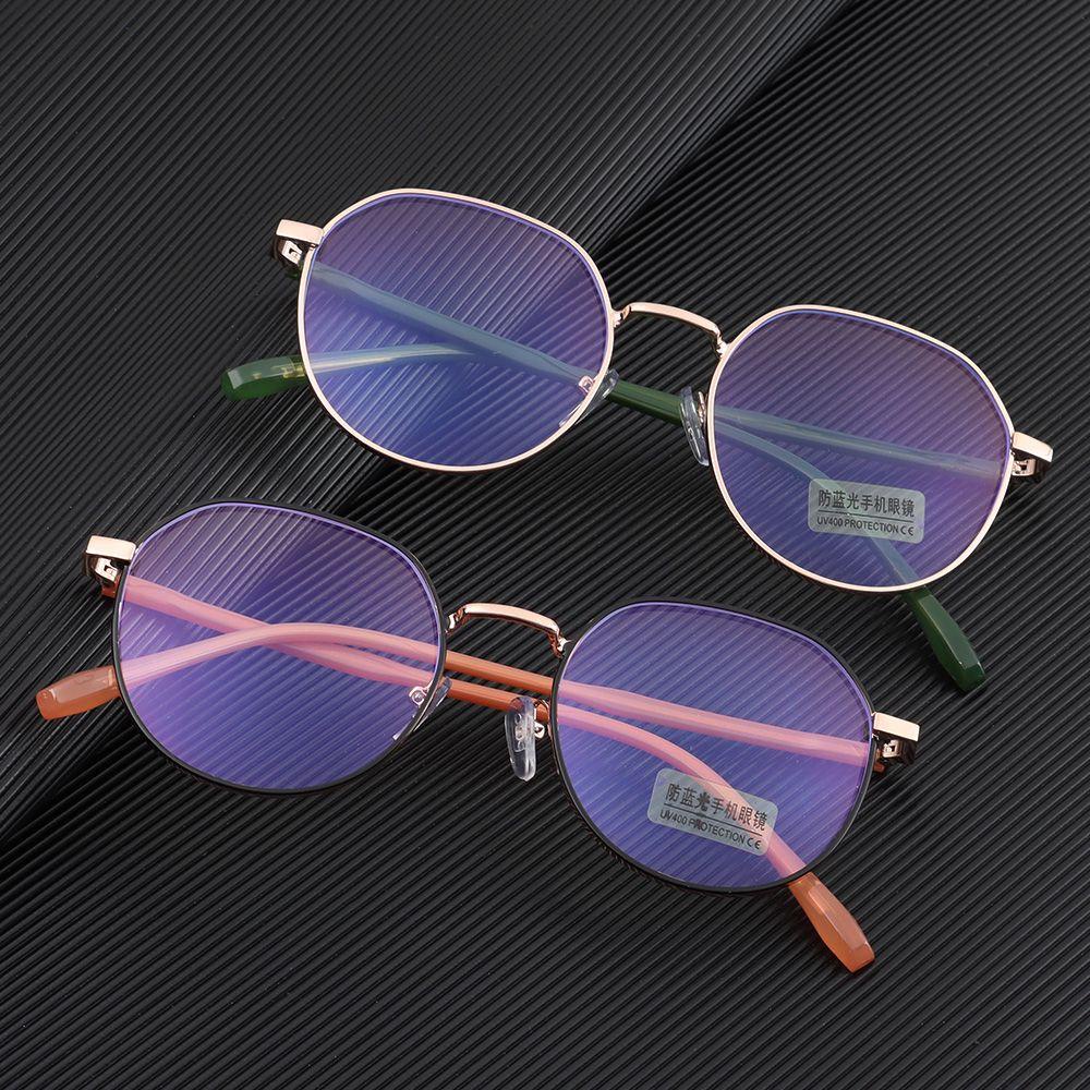 Kacamata Frame Bulat Bahan Metal Desain Bunga Untuk Pria / Wanita