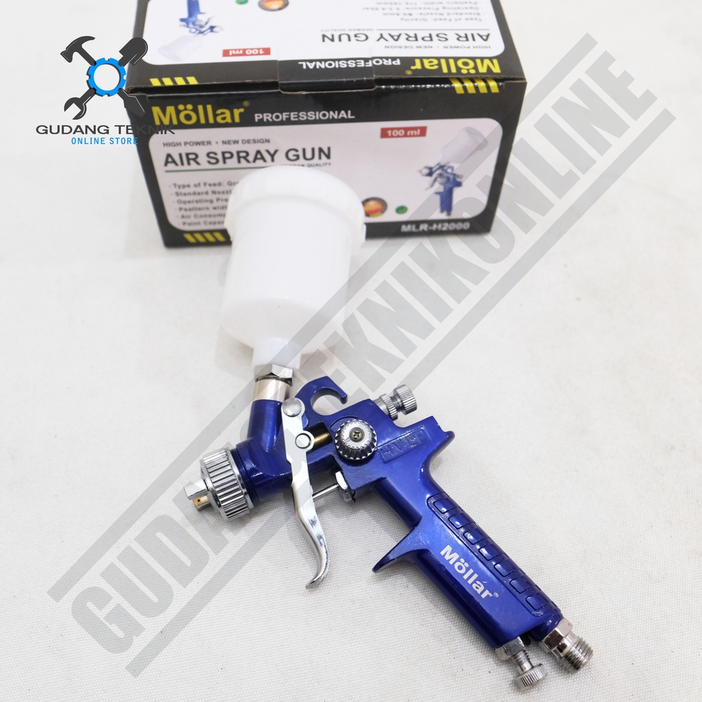 Spray Gun HVLP MOLLAR MLR-H2000 / Alat Semprotan Cat Tabung Atas 100ml Spraygun MOLLAR