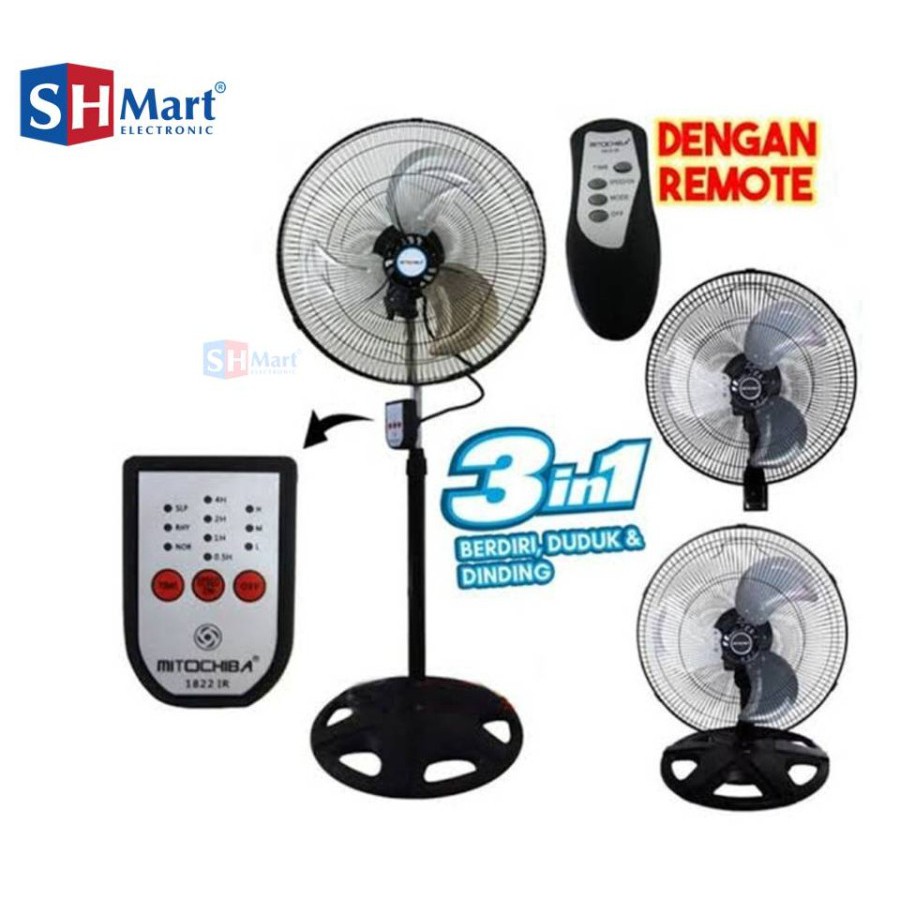 KIPAS ANGIN 3 IN 1 REMOTE MITOCHIBA MT-1822JR (MEDAN)