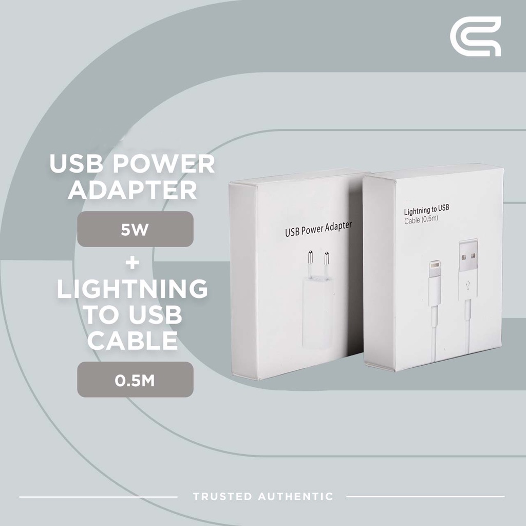 Lightning To USB Cable 0.5m &amp; Power Adapter 5 watt