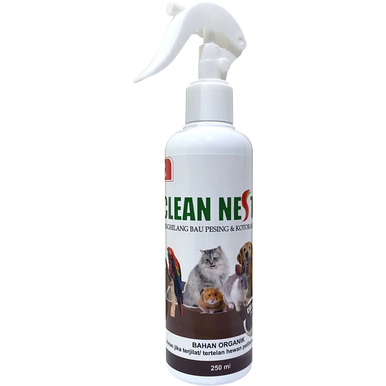 Penghilang Bau Pesing dan Kotoran Hewan Kucing Anjing Kelinci Hamster Clean Nest 250ml