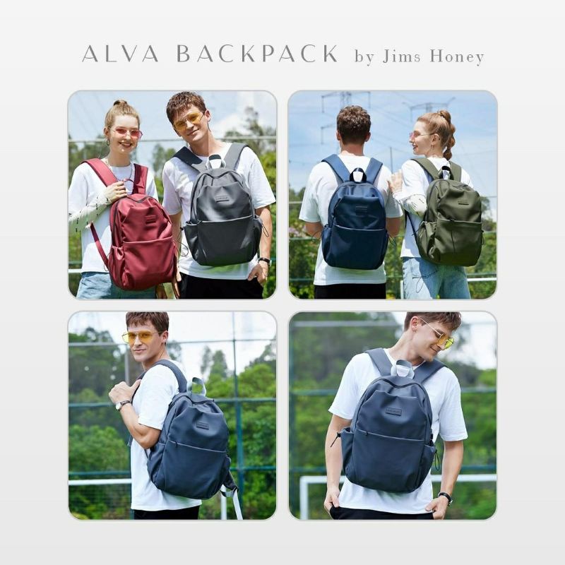 Alva Backpack Jimshoney Original Tas ransel pria wanita tas sekolah kerja anti air muat laptop cod-4