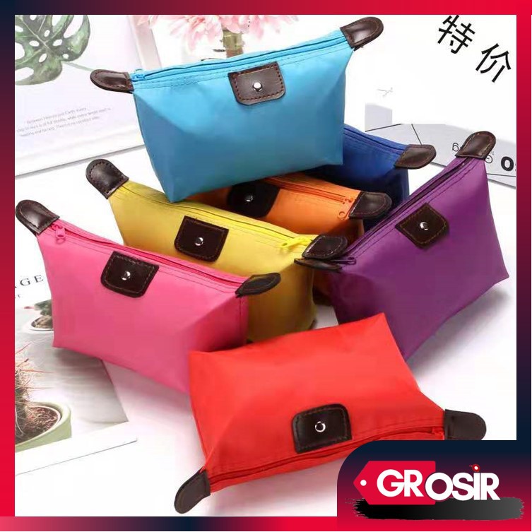 Grosir - T020 Tas Kosmetik Import  / Kosmetik Pouch /  Kosmetik Polos / Mini Pouch MakeUp