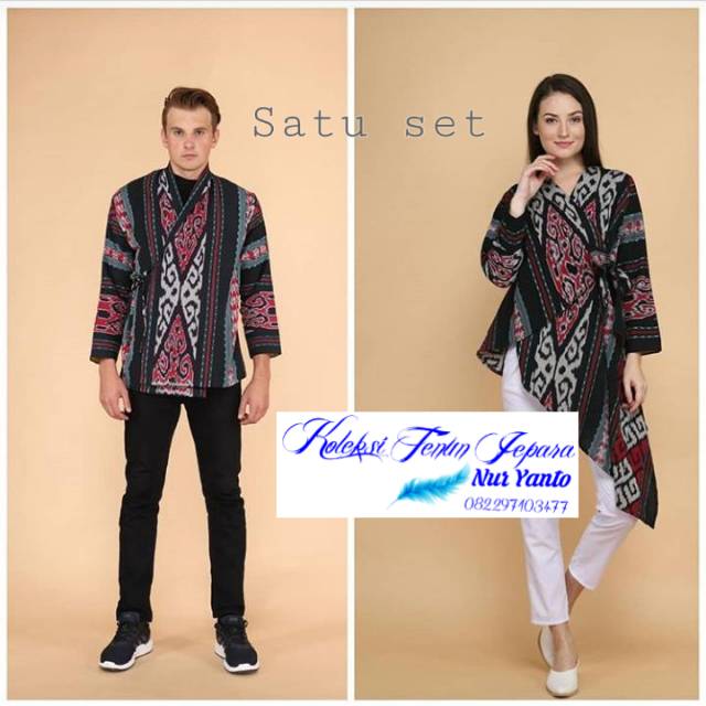 SET OUTER  BLAZERS TENUN ETNIK WANITA DAN PRIA Shopee 