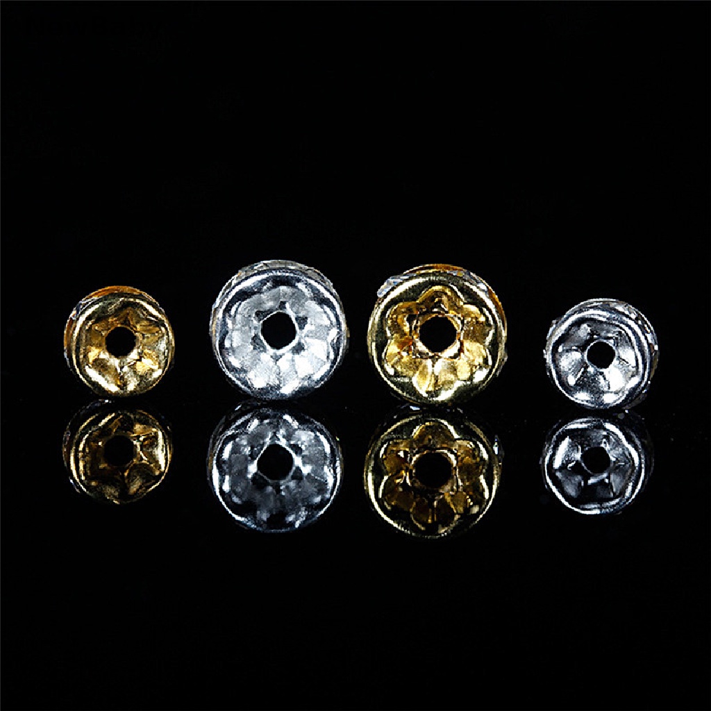 NewBaby 100pcs Silver Gold Crystal Rhinestone Rondelle Spacer Beads DIY 6mm 8mm New  ID
