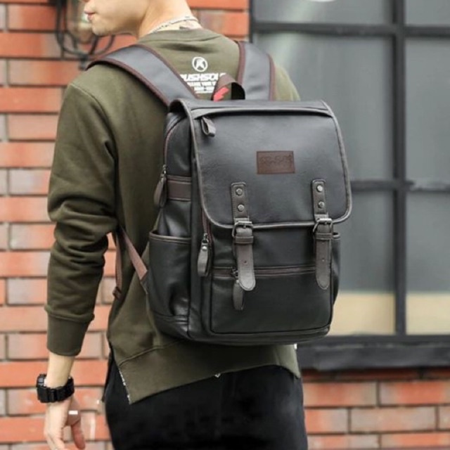 Gh-bag Tas Ransel Kulit Tas Punggung Tas Ransel Laptop Tas Kerja Bacpak kulit Up To 15inch