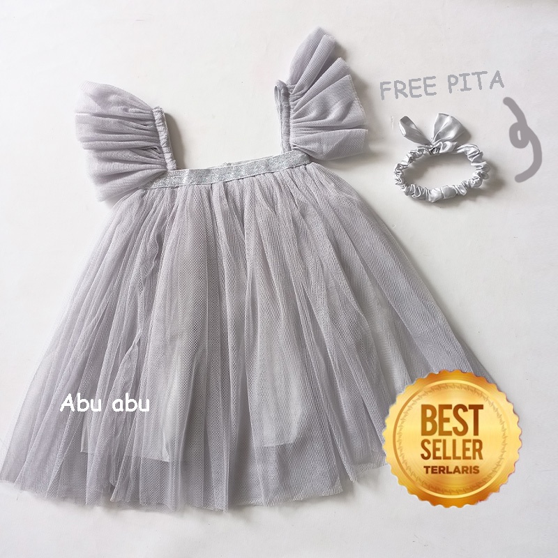 GROSIR Dress Tutu Anak Perempuan 1 2 tahun Import Warna Sage Green Grosiran Lusinan Gaun Pesta Anak Kekinian Bahan Tile Adem KA168