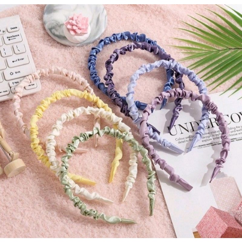 BANDO KERUT WANITA/BANDO SATIN SCRUNCHIE WANITA /BANDO WANITA LUCU, MURAH